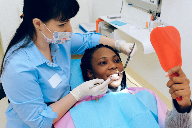 a woman having a dental checkup